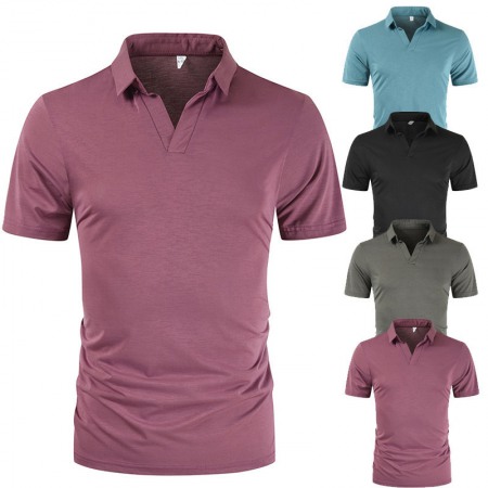 Summer New Cross-Border Lapel Short Sleeve Bottoming Shirt Plus Size Men's T-Shirt